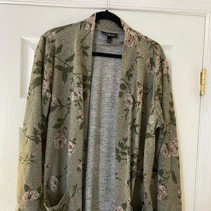 Floral open cardigan with pockets